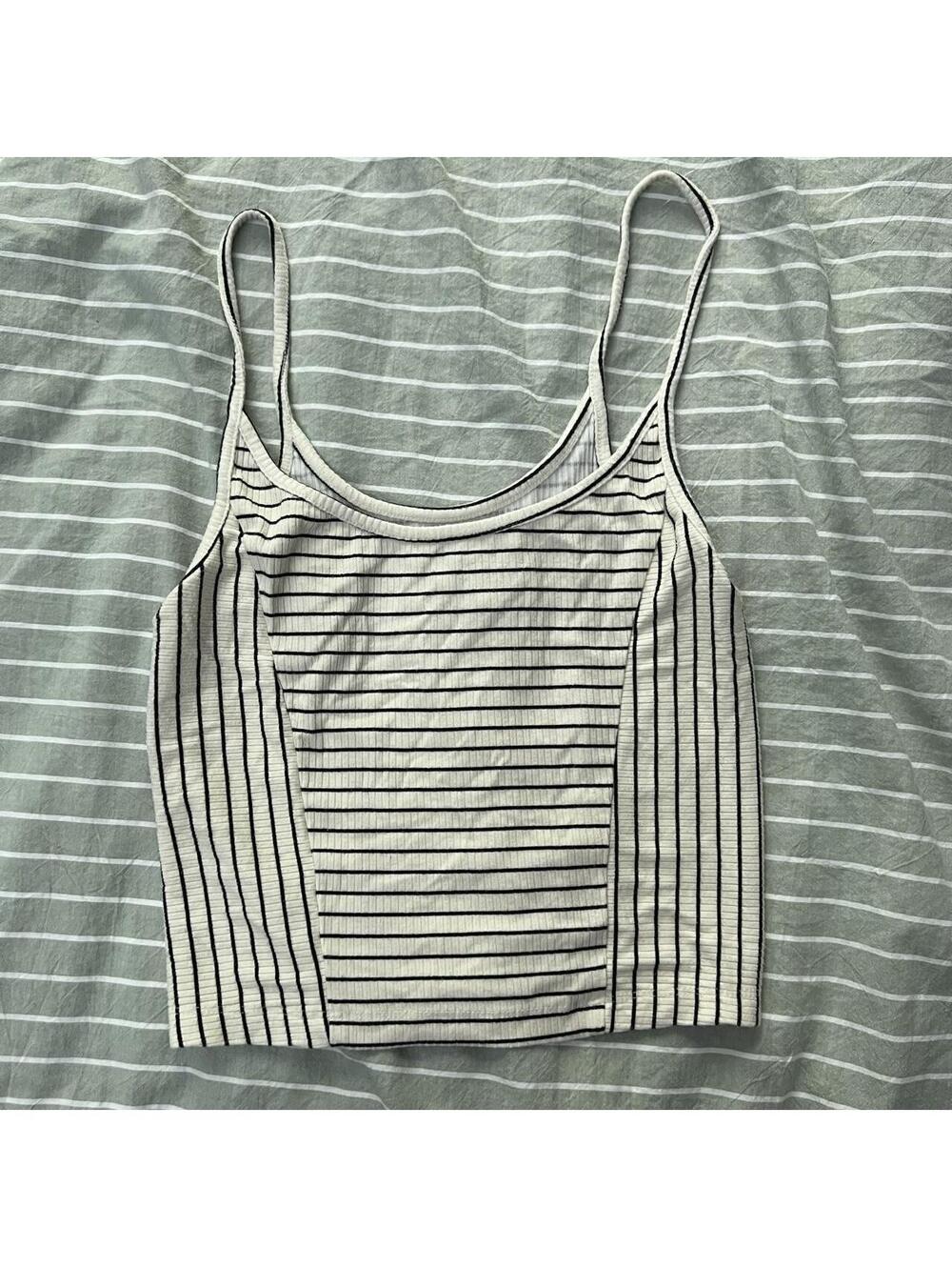 Urban Outfitters black/cream striped tank top
